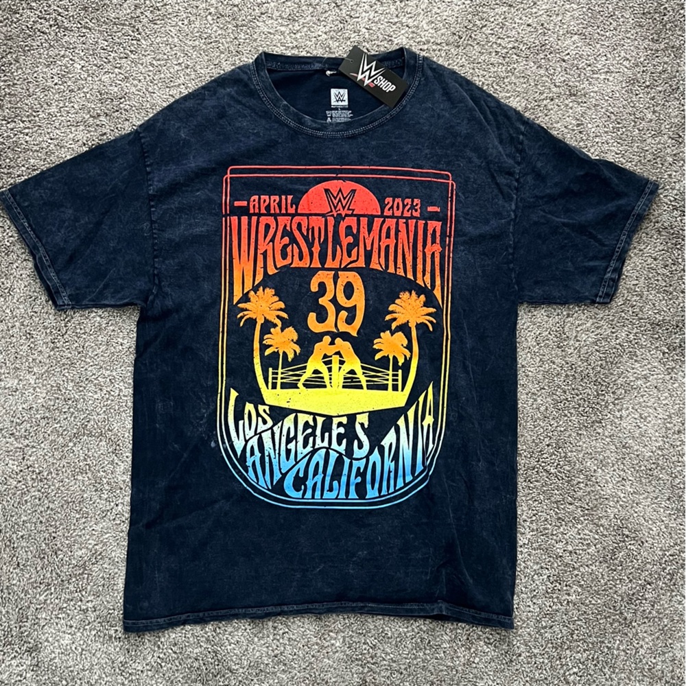 WWE dark blue Wrestlemania Graphic T-Shirt